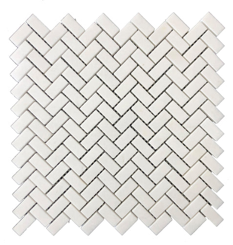 Thassos White Mini Herringbone